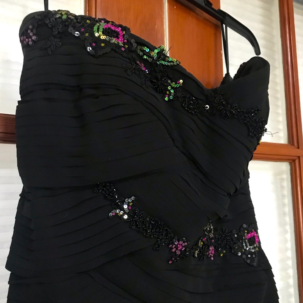 Jovani Beaded Black Floral Formal Evening Gown
